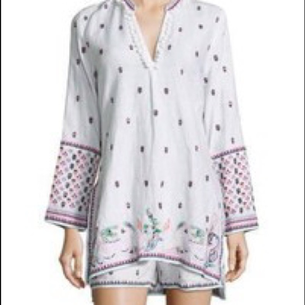Calypso St Barth Nydiara Embroidered Linen Tunic